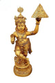 AONA Brass Large Shri Krishna Lifting Govardhana Mountain Sculpture 
