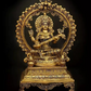 Brass Goddess Saraswati Statue Seated on an Elevated Plinth 13 inches