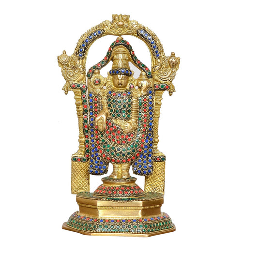 Brass Lord Tirupati Bala Ji Idol Statue for Home Temple Office Decor Figurine Statue Showpiece (Height 11 Inch)