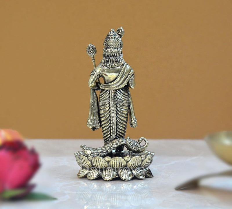 Bronze Standing Lord Kartikeya Murugan Murti for Home Decor Pooja Mandir Decorative Showpiece Bronze Murti (Height 3 Inch)