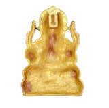 Back view of brass Ganesha wall hanging idol with embossed figure and raised hands