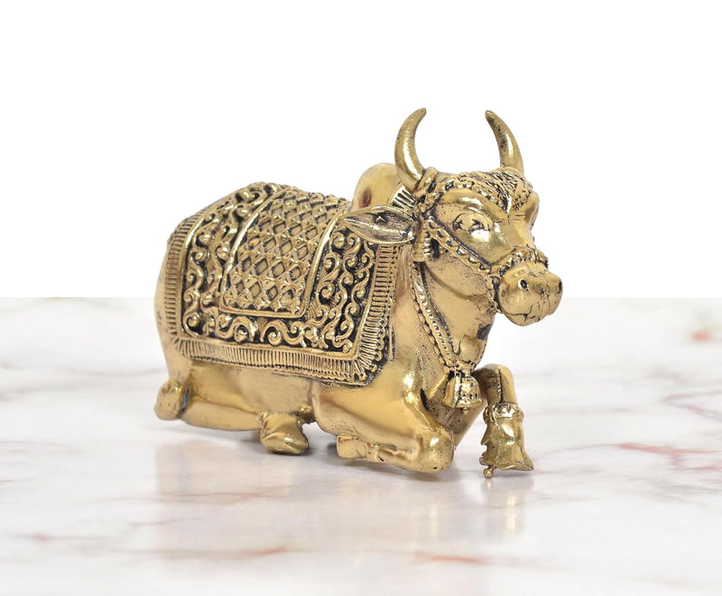Bronze Shiva Seated Nandi Statue (Height 2 Inch)