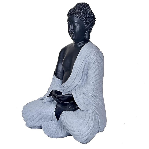 Resin Buddha Meditation Pose Figurine Showpiece (Height: 15.5 Inches) Study Setting