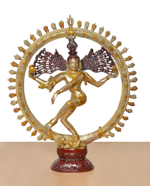 Brass Natraj Lord Shiva Dancing Idol (Height: 20 inch) Study Setting
