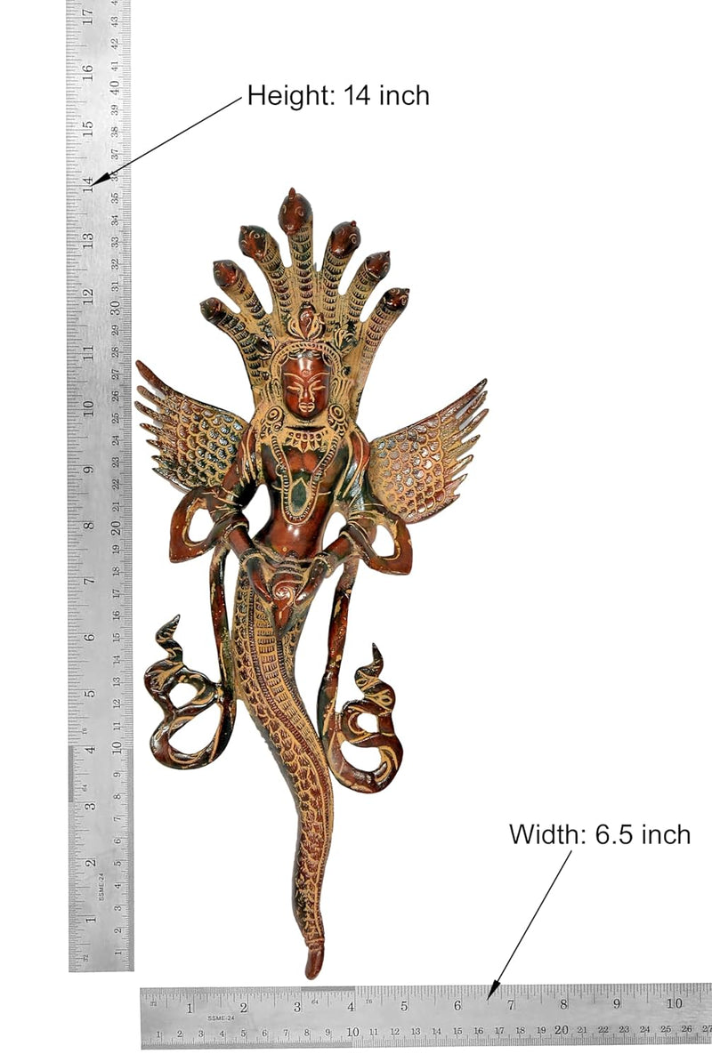 Brass Naga Kanya Statue Brass Idol Statues for Home Decor and Ofice (Height: 14 inch)