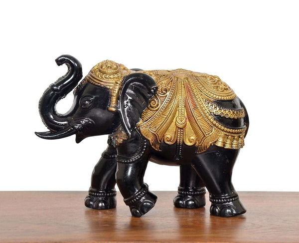 Superfine Brass Elephant Figurine Best gifts (Black and Golden) Type 1 Entryway Setting