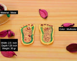 Lakshmi charan paduka set, metal, multicolor; size 2.5 in x 1.25 in