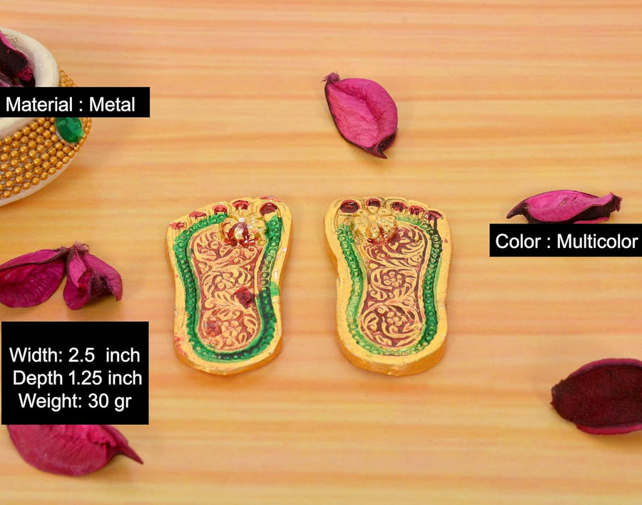 Metal Lakshmi Charan Paduka Divine Footprints (Length: 2.5 Inch) Craft Detail