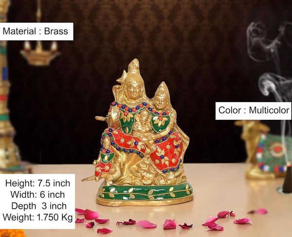 Brass Shiv Parivar Murti (Height 7.5 Inch) Entryway Setting