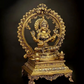 Brass Goddess Saraswati Statue Seated on an Elevated Plinth 13 inches