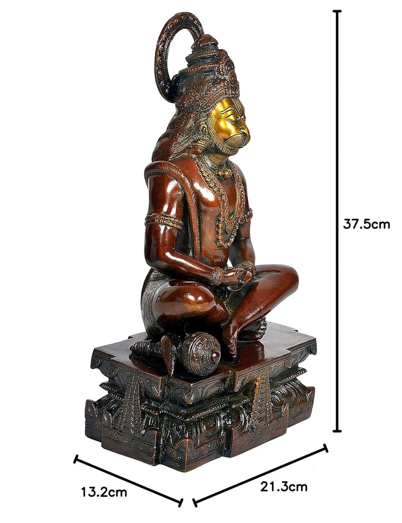 Brass Lord Hanuman Yoga Pose Decorative Idol Statue (Height: 14.8 Inches)