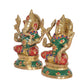 Brass Laxmi Ganesh Statue - Handcrafted Goddess Lakshmi and Lord Ganesha Idol for Home Decor and Pooja - Hindu Deities Figurine (Height 6.5 Inch)