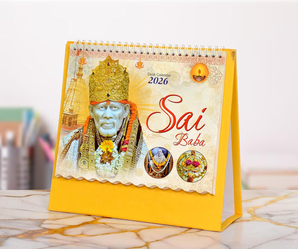 Table Calendar 2026 Sai Baba |12 Months| (Size 8.5 x 9 Inch)