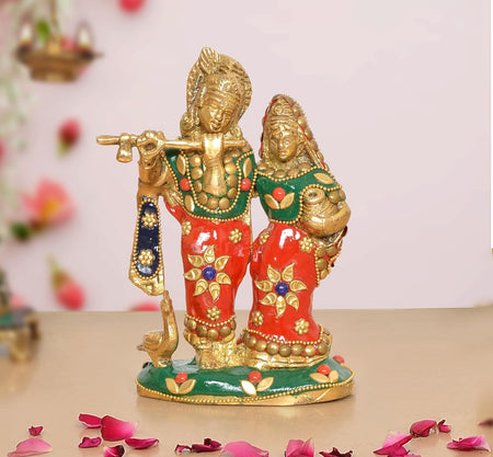 Brass Radha Krishna Idol (Height 5 Inch)