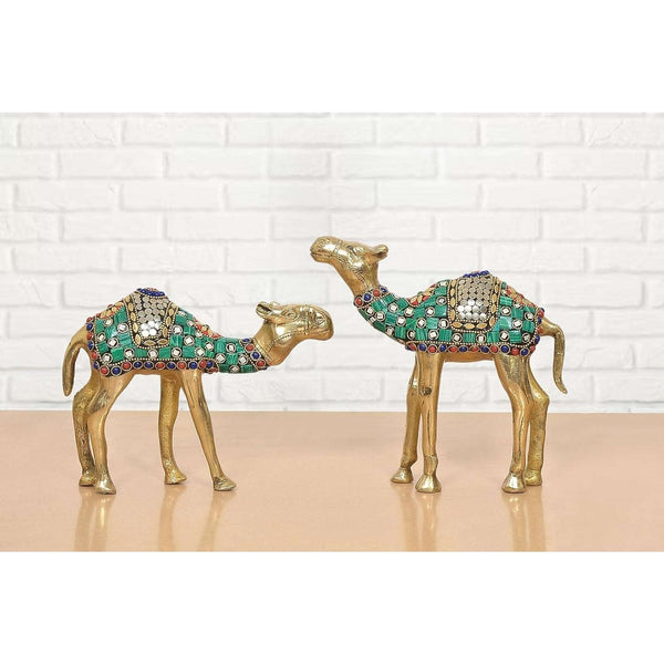 Brass Camel Figurine Showpiece Pair (Height : 7 inch) Mandir Setting