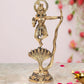 Brass Krishna Bhagwan Murti Dancing on Kaliya Naag - Religious Statue for Home Temple Pooja Mandir Decor (Height 13 Inch)