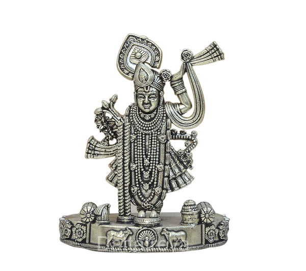 Superfine Brass Shreenathji Thakur ji Bihari ji Statue (Height 4 Inch) Entryway Setting