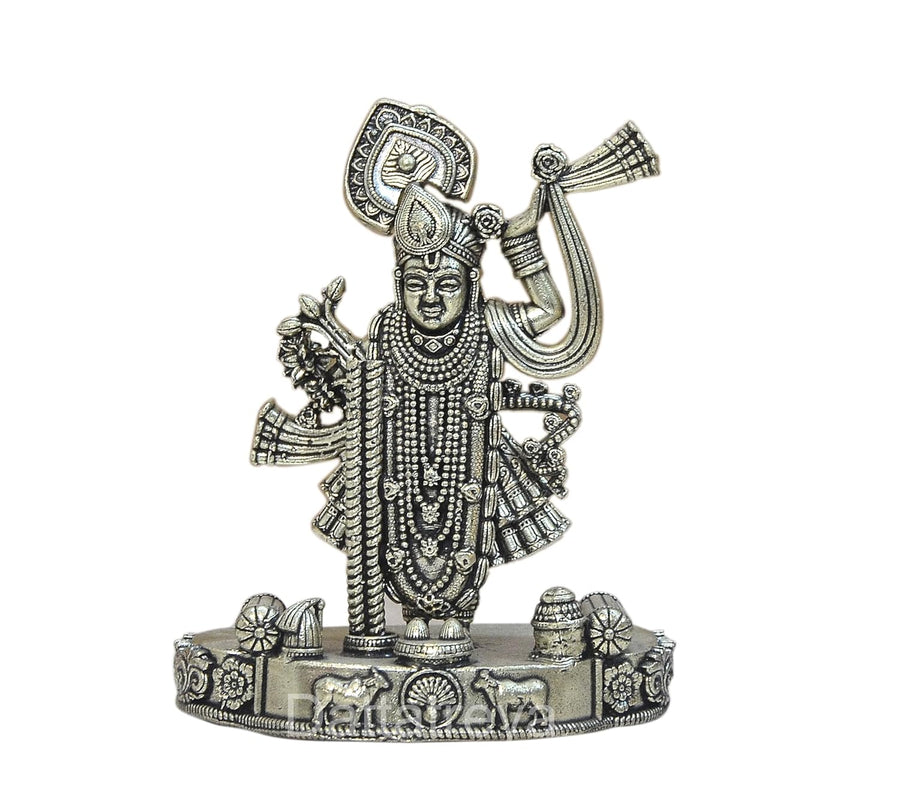 Superfine Brass Shreenathji Thakur ji Bihari ji Statue (Height 4 Inch) Craft Detail