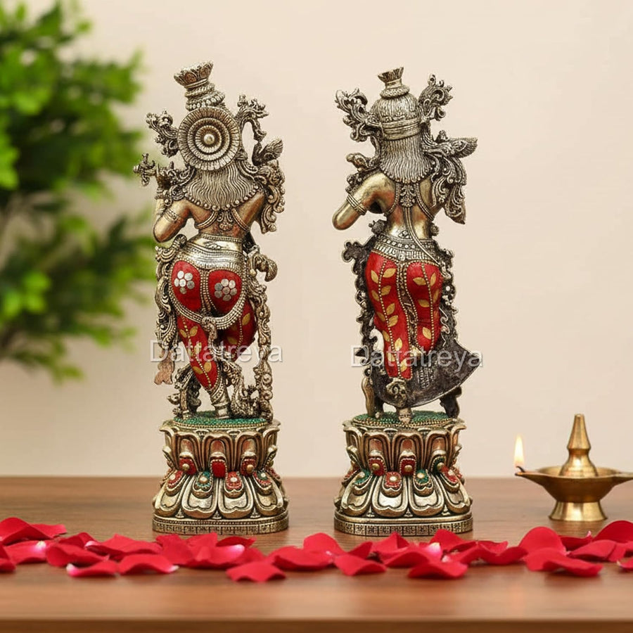 Superfine Brass Radha Krishna Idol (Height: 11 Inch) Craft Detail