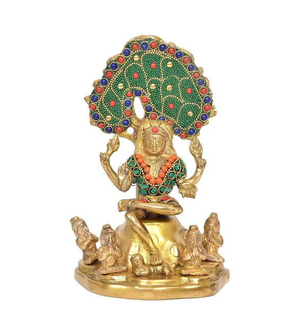 Brass Dakshinamurti Shiva Statue Dakshinamurthy for Home Decor Temple Office Pooja Mandir Showpiece (multicolour) (Height:9 Inches) Entryway Setting