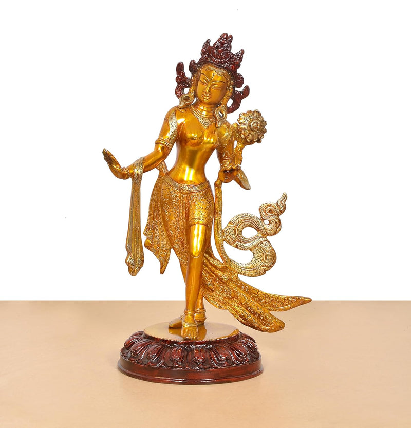 Brass Dancing Tara Devi Statue (Height : 15 Inch)