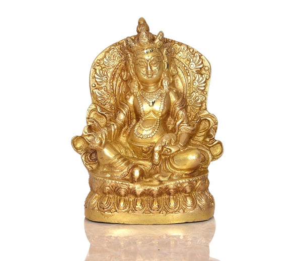 Brass Kubera God of Wealth Kuvera Kuber Kuberan Protector of The World Antique Statue Murti Statue (Height: 5.5 Inch) Entryway Setting