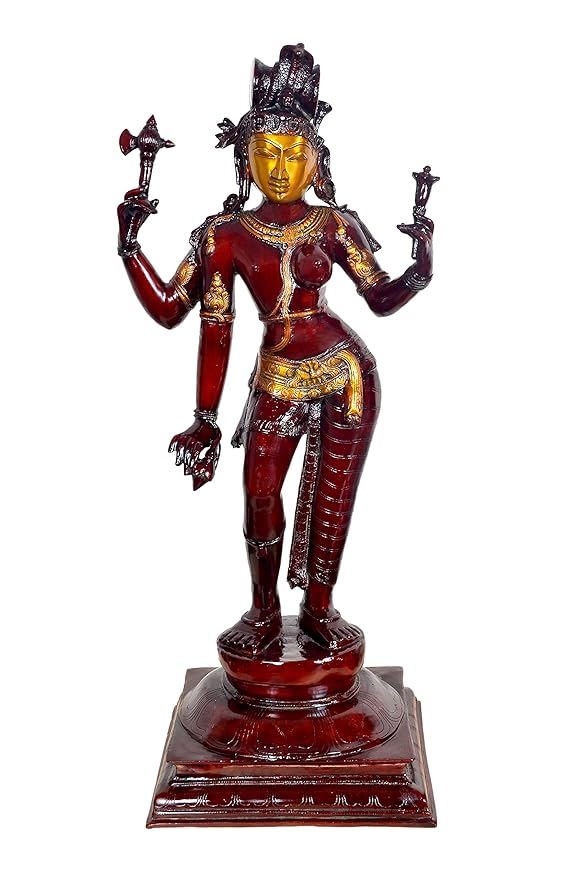 Brass Ardhanarishvara | Ardhnarishwar Statue | Ardhnari | Shiv Parvati Double Avatar | Shiv Parvathi Idol | Lord Shiva and Parwathi Statue | Ardhanarishvara (Brass, 90 CM)