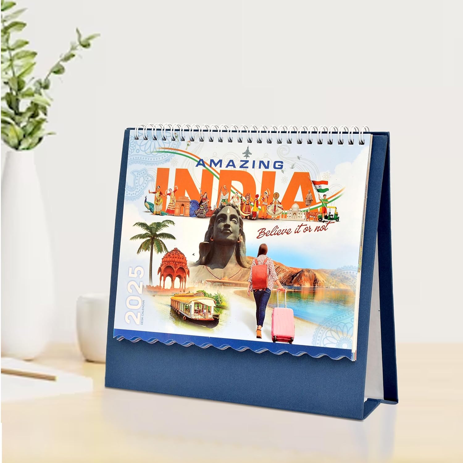 Table Calendar 2025 Amazing India Table Top Desk Standing Calendar For Home and Office Table Calendar |12 Months| (Size 8.5 x 9 Inch)