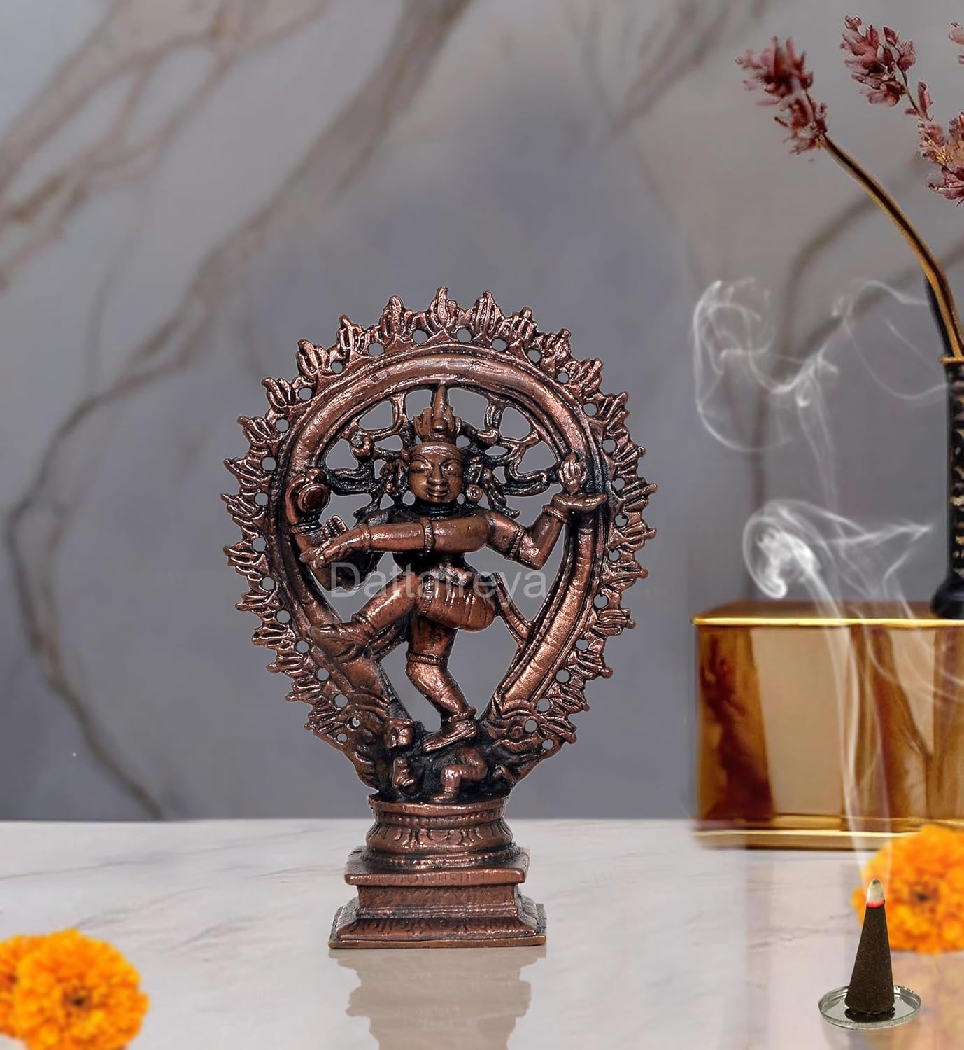 Copper Idol Natraja Dancing Shiva Idol Decoretive Showpiece for Home and Office (Height: 4.5 Inch)