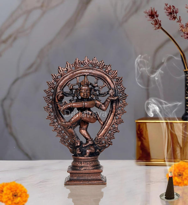 Copper Idol Natraja Dancing Shiva Idol Decoretive Showpiece for Home and Office (Height: 4.5 Inch)