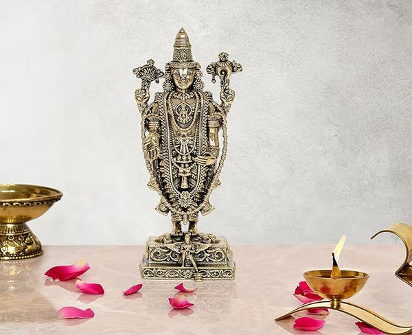 Fine Brass Lord Tirupati Bala Ji Idol Statue Home Temple Office Figurine Showpiece Height 8 Inch Mandir Setting
