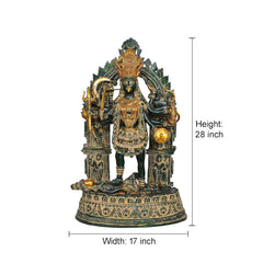 Mahakali Mata brass idol, four-armed deity; Height 28 inch
