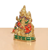 Shiv Parivar Murti brass idol with multicolor bead and floral patterns