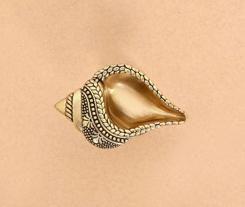 Bronze Conch Shankh Oil Diya Lamp (Height: 1.5 Inch)