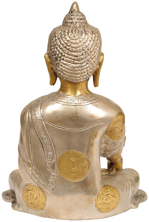 Lord Buddha Decorative Statue Idol Murti Sitting Pose - (Brass, Height 8")