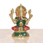 Brass Lord Ganesha Idol Sitting Ganesh Statue Decorative Sculpture for Home Decor Office Mandir Pooja Temple (Height 5 Inch)