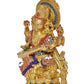 Brass Maa Saraswati Statue - Handcrafted Hindu Goddess Saraswati Idol for Home Decor and Pooja (Height 13 Inch)