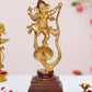 Brass Lord Ganesha Dancing on Serpent Shesha - Hindu Deity Idol for Puja and Gifts (Height 26 Inch)