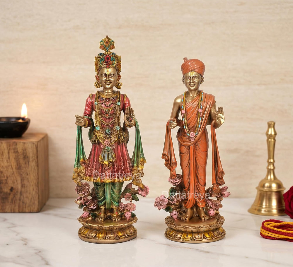 Resin Swami Narayan (Shri Shajanand Swami) and (Pujya Akshar Murti) (Height :7 Inches) (Multicolor 1)