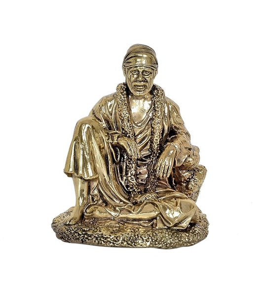 Fine Brass Shirdi Sai Baba Statue Idol Sai Baba Religious Statue (Height: 4 Inch)