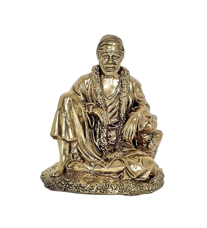 Fine Brass Shirdi Sai Baba Statue Idol Sai Baba Religious Statue (Height: 4 Inch) Craft Detail