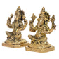 Brass Laxmi Ganesh Statue - Handcrafted Goddess Lakshmi and Lord Ganesha Idol for Home Decor and Pooja (Height 5 Inch)