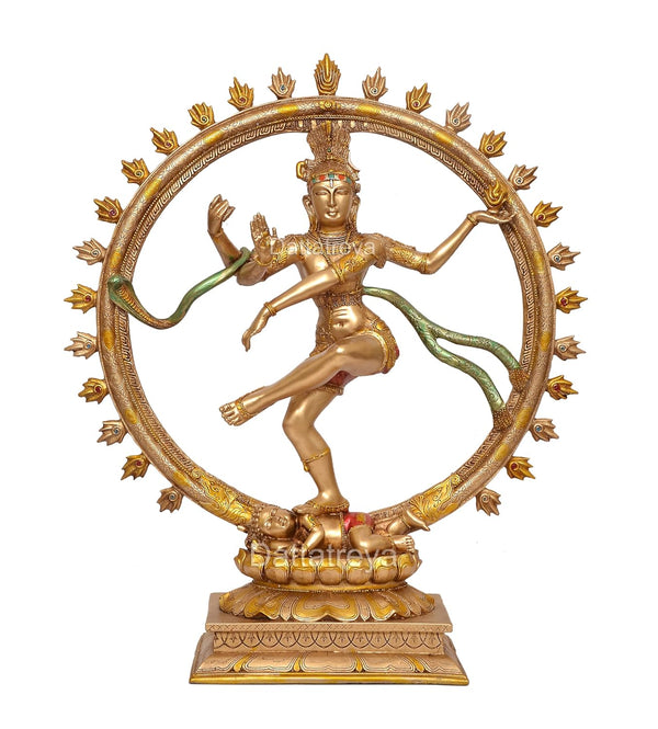 Resin Natraj Lord Shiva Dancing Natraj Idol Statue Multicolor for Home Office Living Room or Temple Room (Height:18 Inches) Entryway Setting