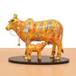 Resin Kamdhenu Cow with Calf God Figure Statue (Height: 8 Inch)