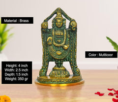 Brass Tirupati Bala Ji idol, multicolor finish; front view with ornate crown and robes