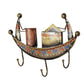 Iron Boat Multicolour Iron Key Holder and Pen Stand Wall Hanging for Home Decor (Height 9 Inch)