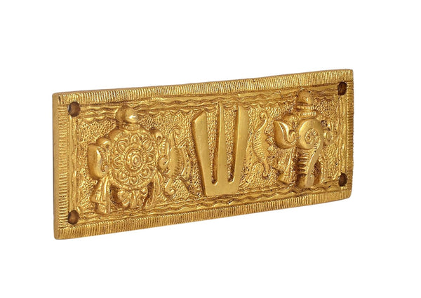 Brass Wall Hanging Balaji Idol Sanku Chakra Namam Statue Mandir Hanging Tirupati Balaji Murti Symbol Tilak for Home & Office Decor Showpiece (Height: 2.5 Inch) Study Setting