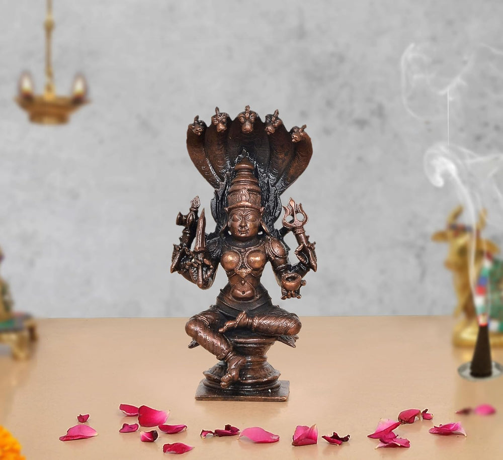 Copper Silai Karumariamman Mariamma Shakthi Devi Idol (Height 5 Inch)