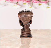 Lakshmi Varaha copper statue back view with serpent scale pattern on hood