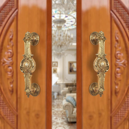 Brass Design Door Handle (Pack of 2) (Height :9.5 inch)
